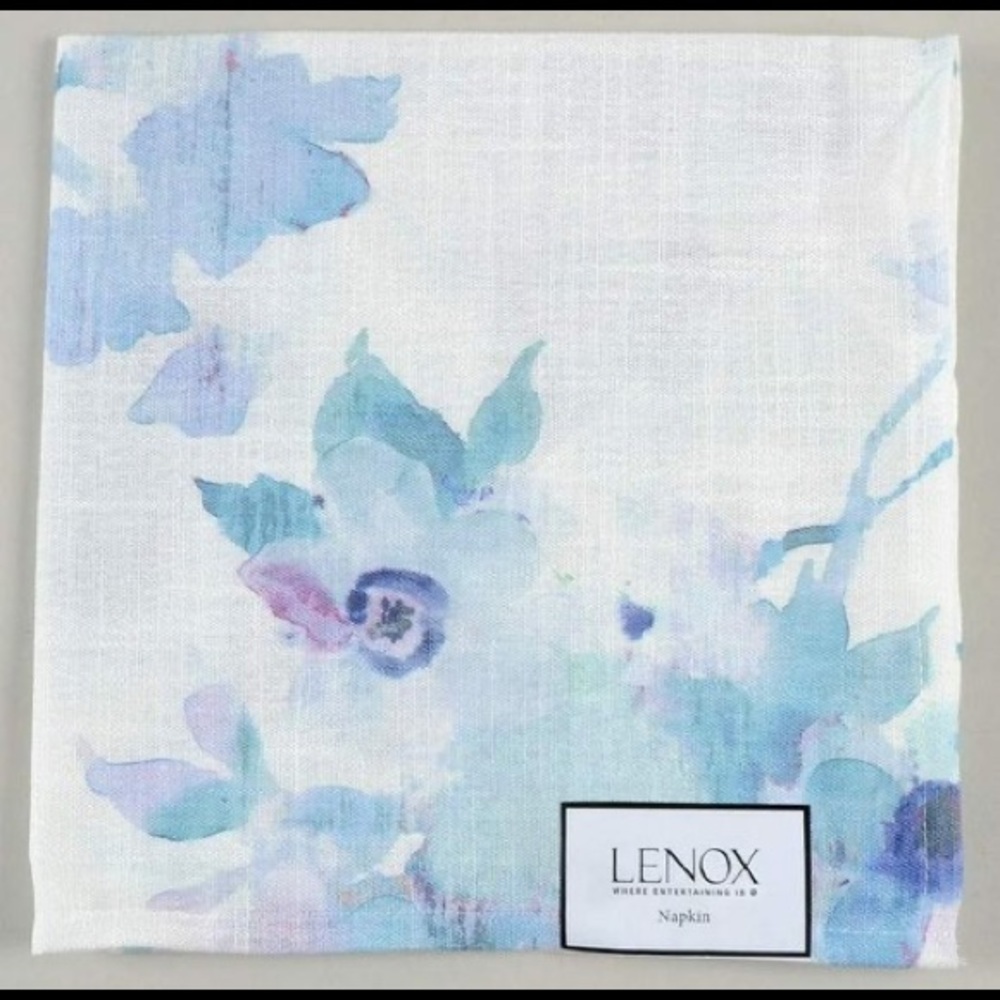 Lenox® Indigo Watercolor Floral™ Cloth Napkins NEW